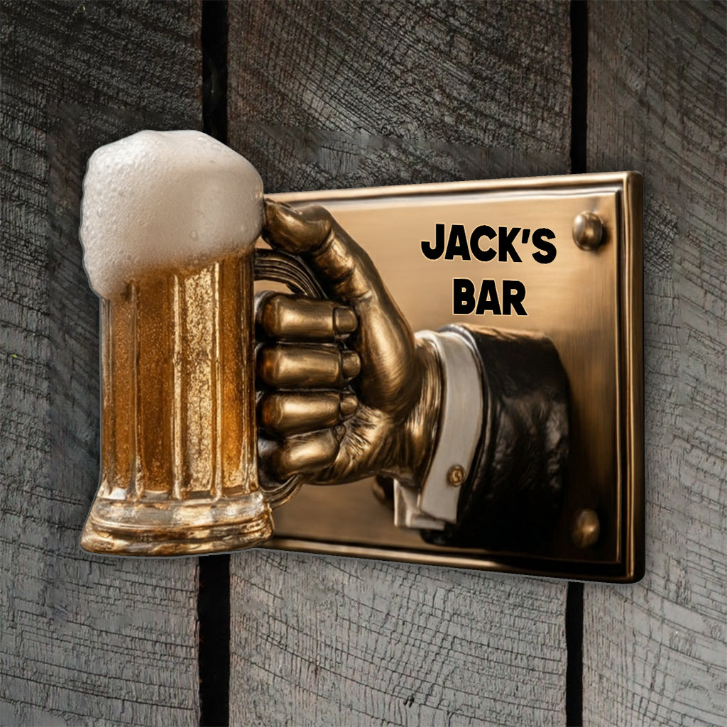 Beer Time - Gift For Bar - Personalized Beer Cut Metal Sign