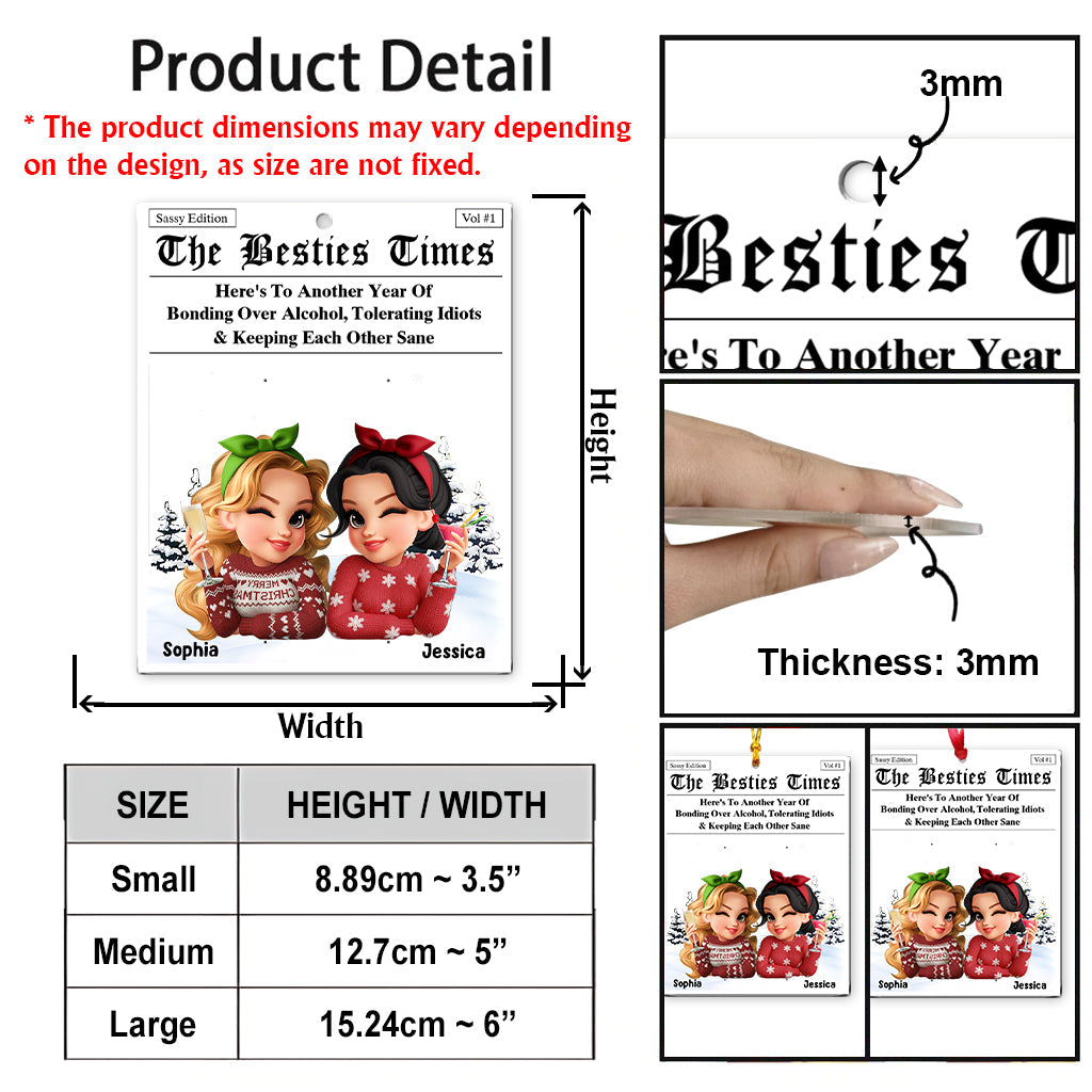 The Bches Times - Personalized Bestie Transparent Ornament
