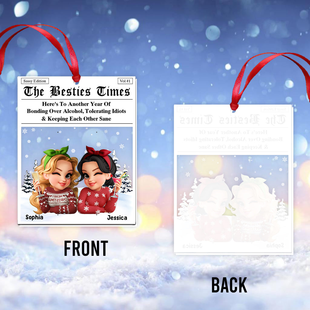 The Bches Times - Personalized Bestie Transparent Ornament
