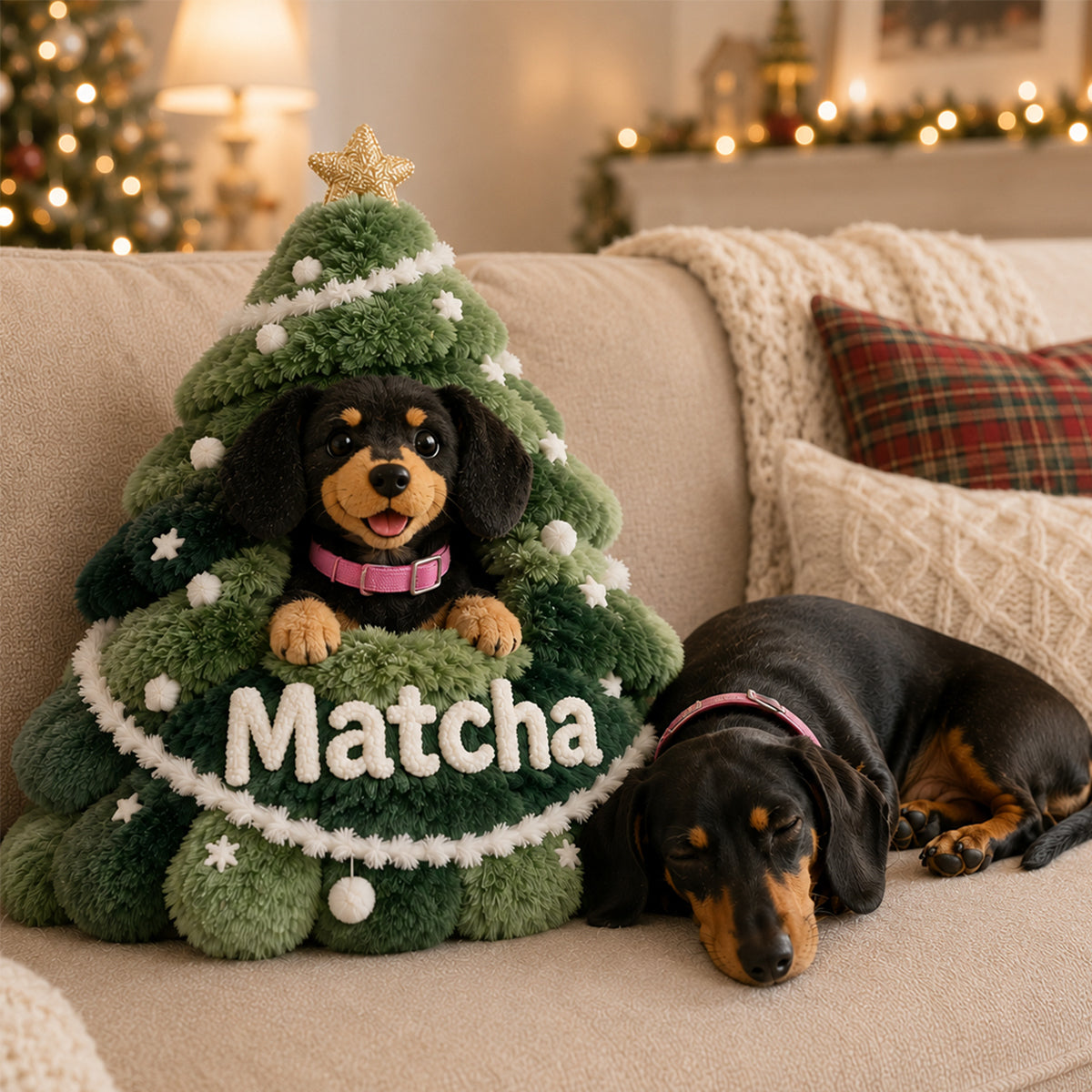 Joyeux Noël - Coussin en Fausse Fourrure Personnalisé pour Chien