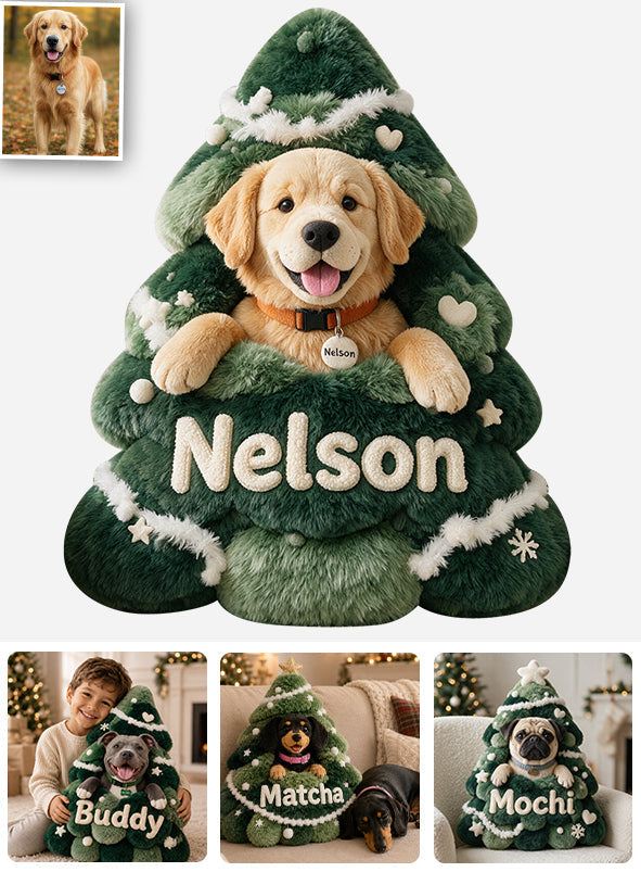 Joyeux Noël - Coussin en Fausse Fourrure Personnalisé pour Chien