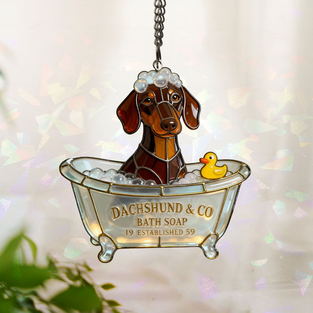 Wash Your Paws Pet & Co Bath Soap - Personalized Dog Hologram Window Hanging Suncatcher