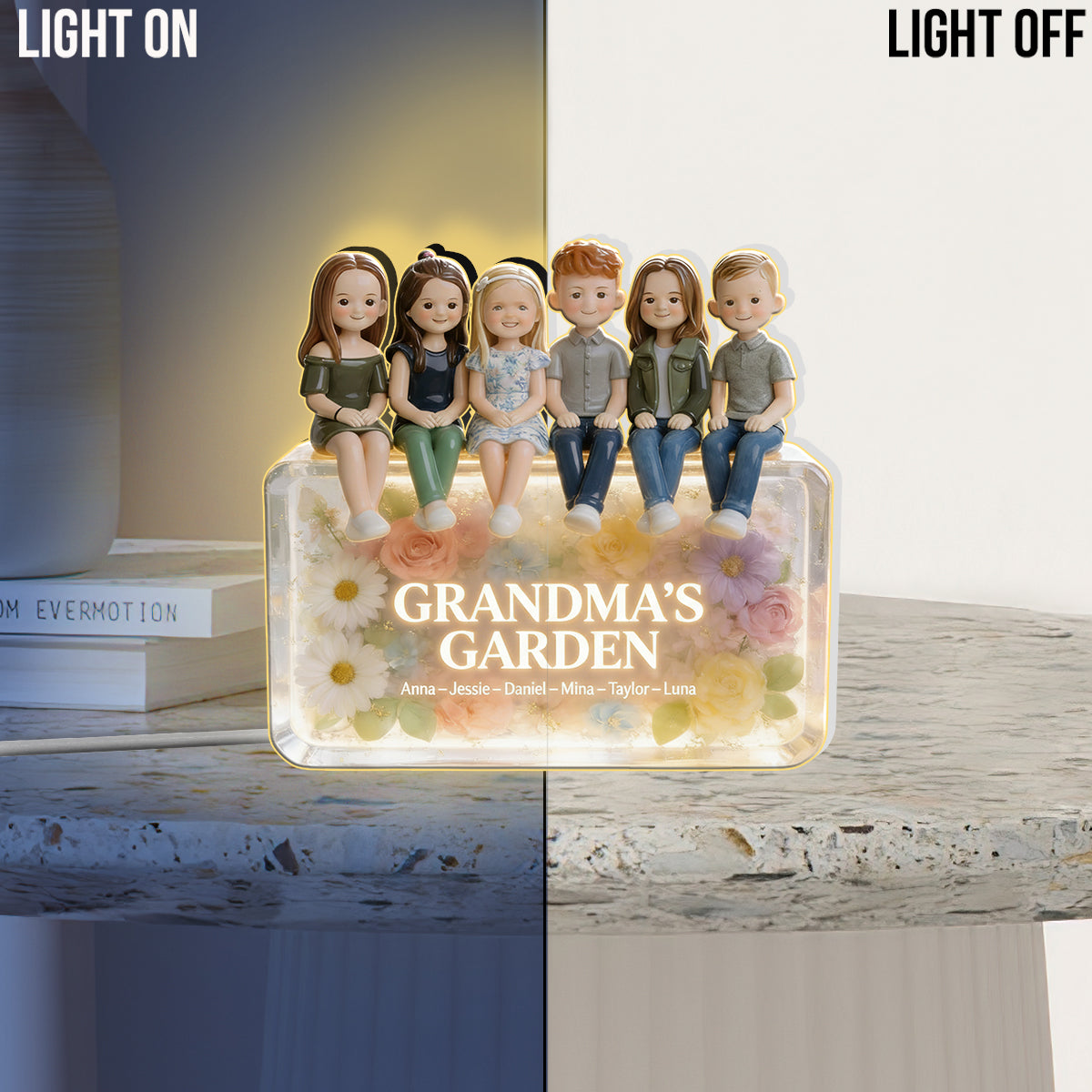 Grandma's Garden - Personalized Grandma Acrylic LED Night Light