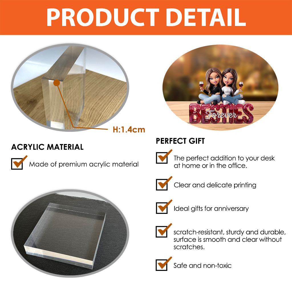 Y2K Besties Party Doll - Personalized Bestie Custom Shaped Acrylic Plaque