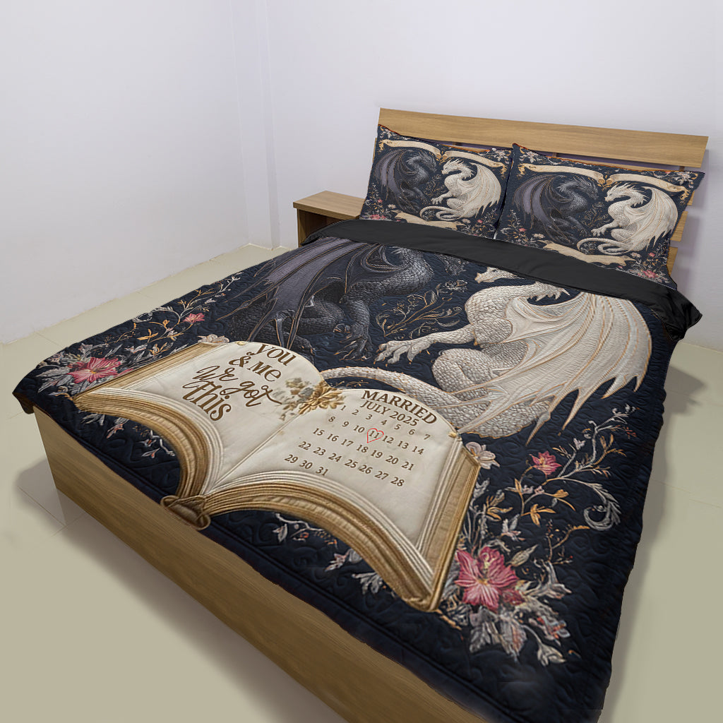 Mystical Dragon Duo Couple Bedroom Decor - Personalized Dragon Bedding Set