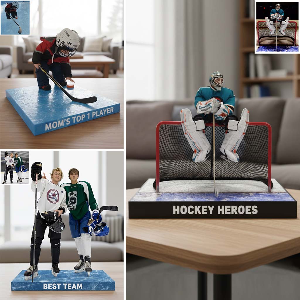 Décoration de table personnalisée à partir de n'importe quelle photo - Plaque acrylique personnalisée sur le thème du hockey