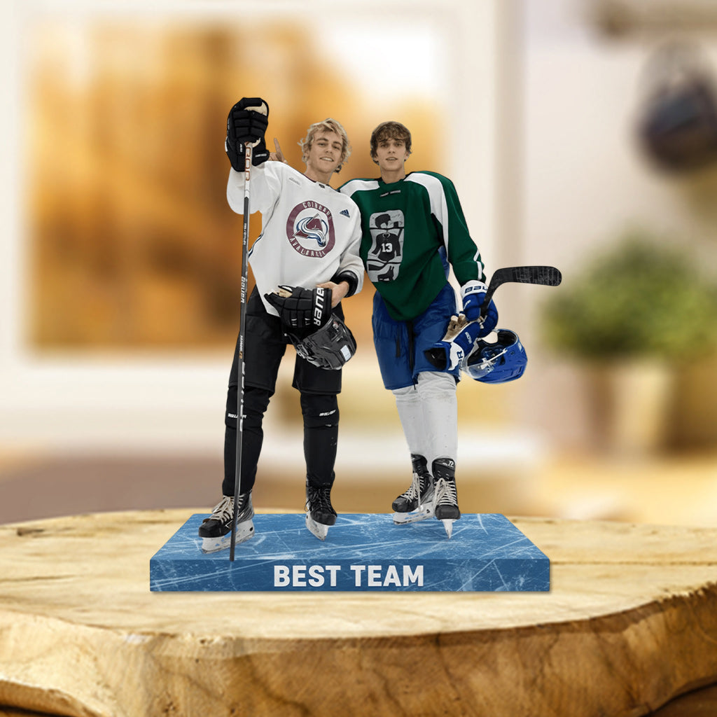 Décoration de table personnalisée à partir de n'importe quelle photo - Plaque acrylique personnalisée sur le thème du hockey