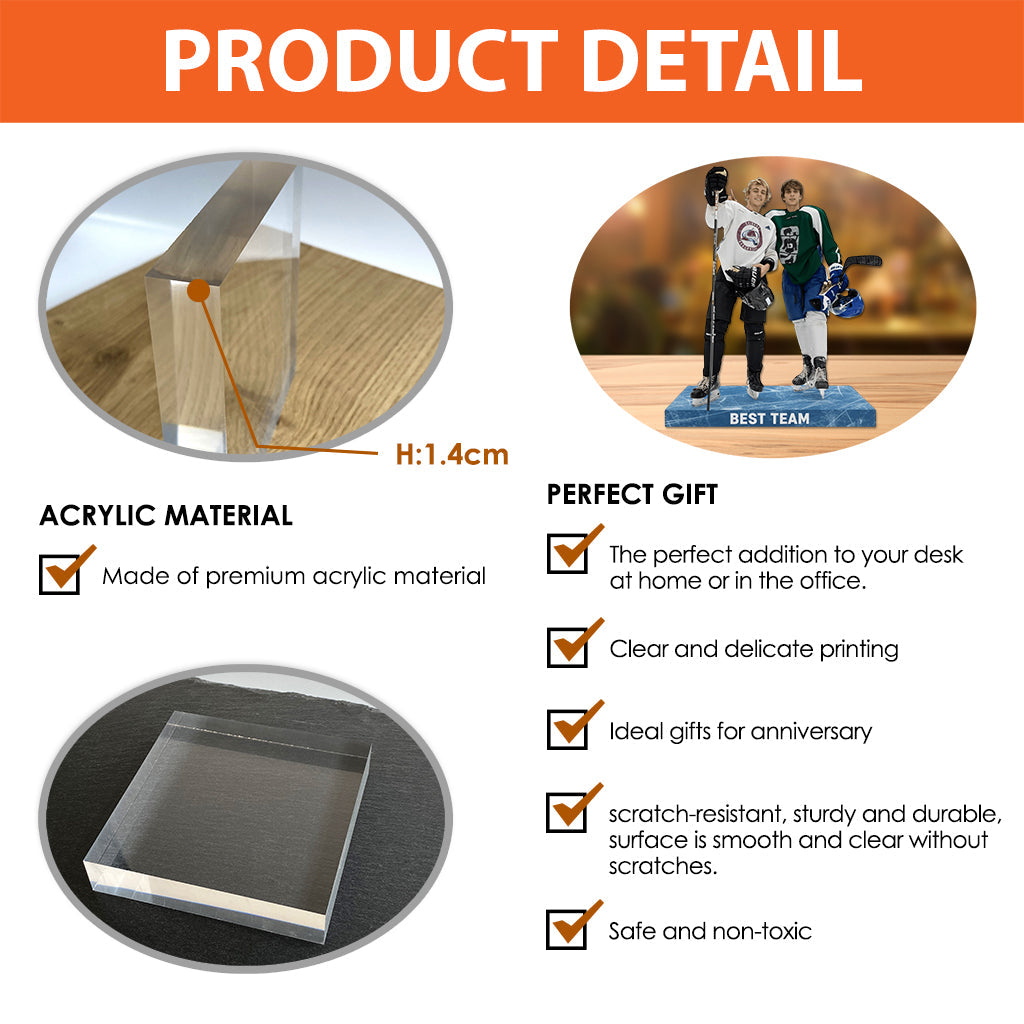 Décoration de table personnalisée à partir de n'importe quelle photo - Plaque acrylique personnalisée sur le thème du hockey