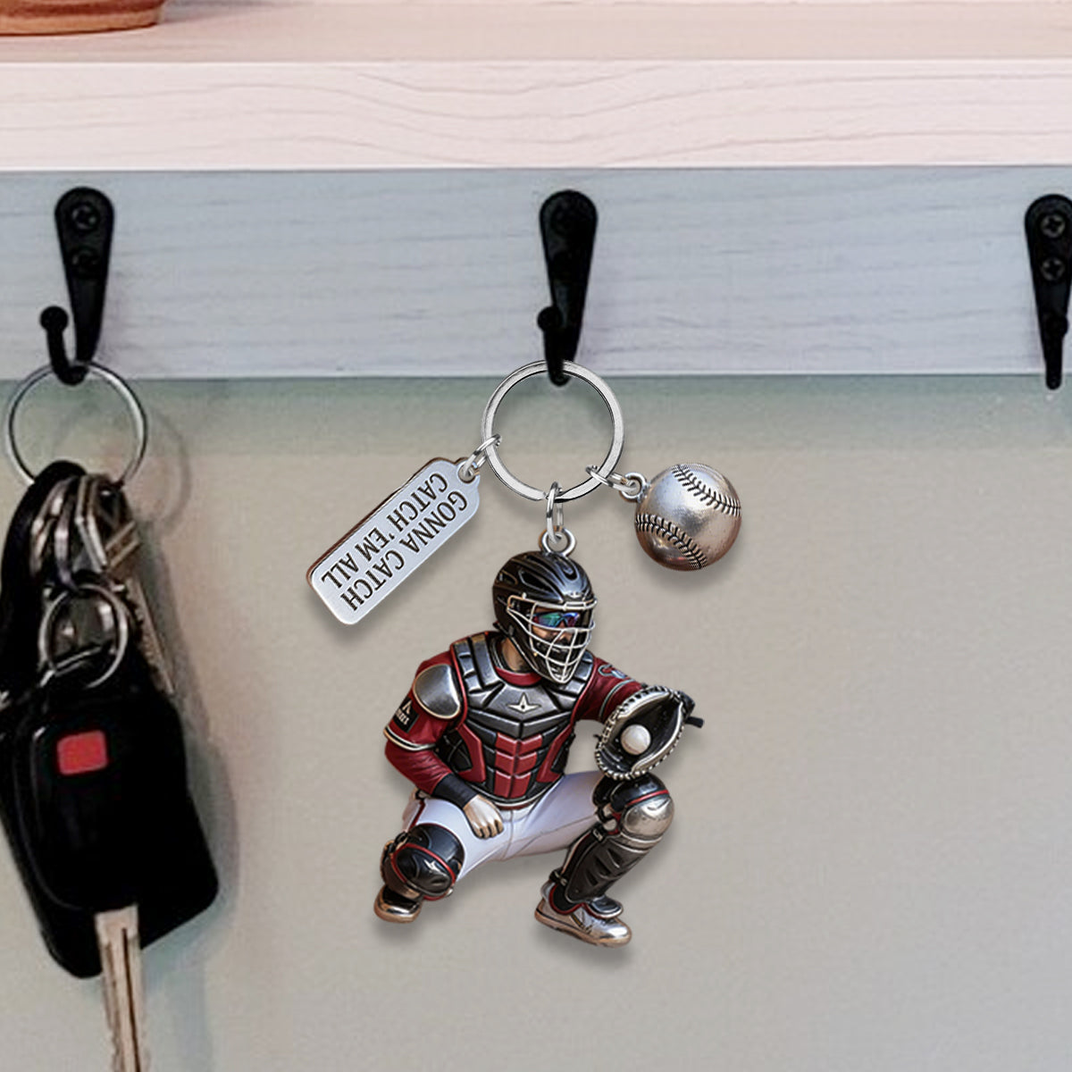 Custom Keychain From Any Photo - Personalized Baseball Keychain With Charms