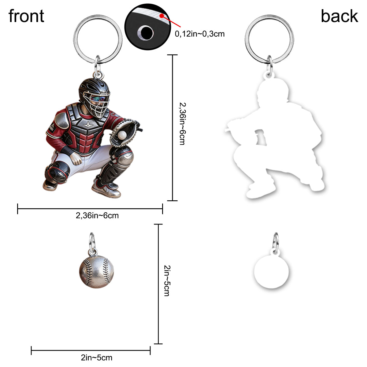 Custom Keychain From Any Photo - Personalized Baseball Keychain With Charms