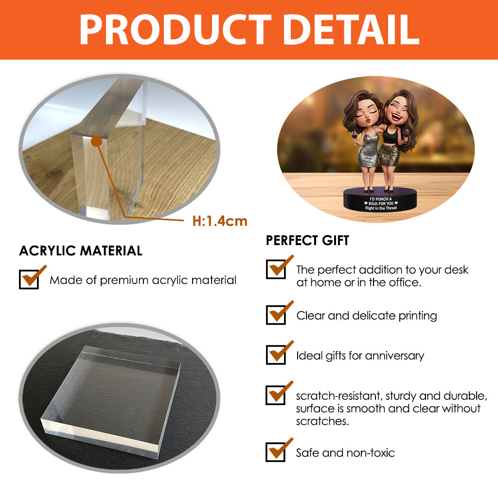 Right In The Throat Besties Sisters - Personalized Bestie Custom Shaped Acrylic Plaque