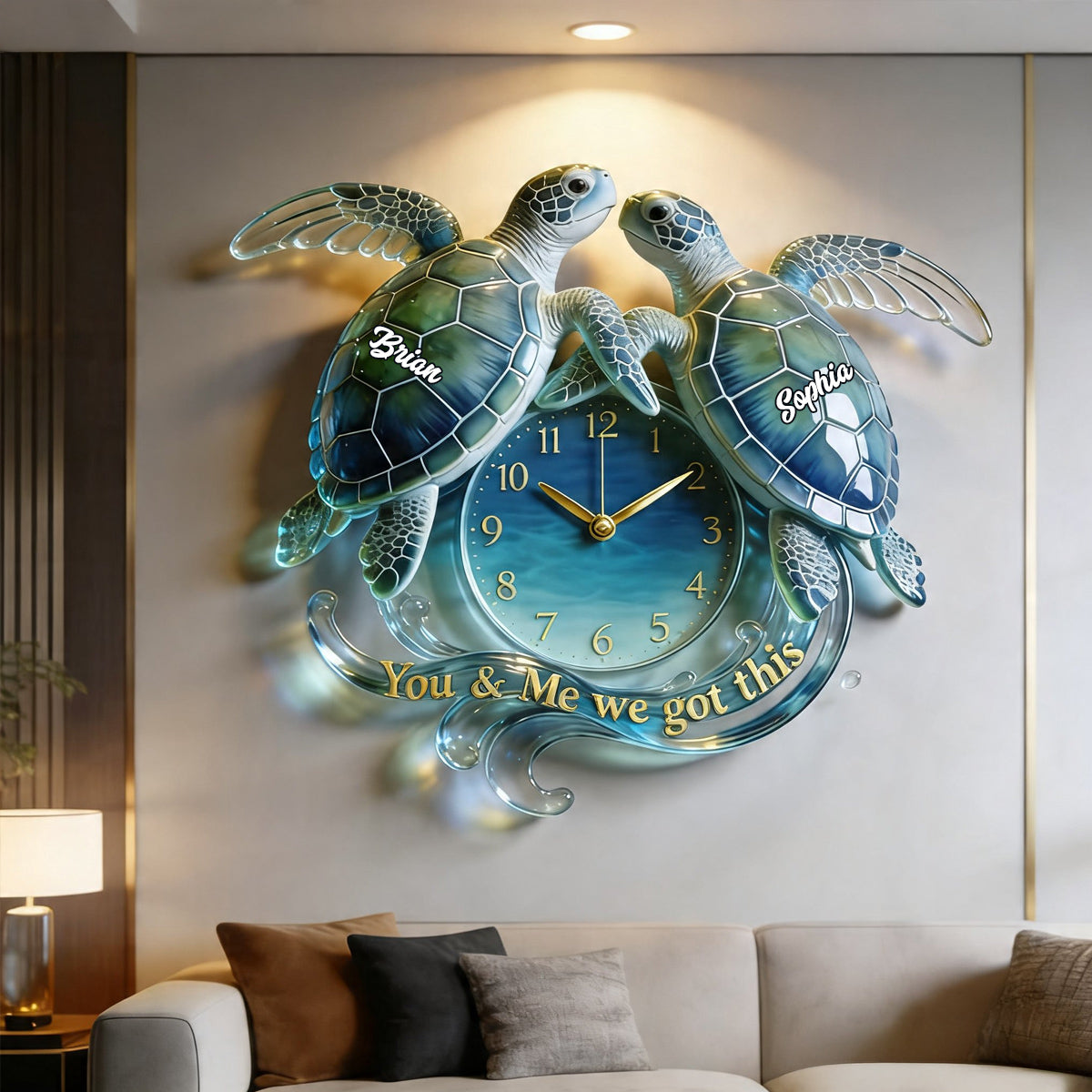 Du & Ich - Personalisierte Schildkröte Acryl Wanduhr