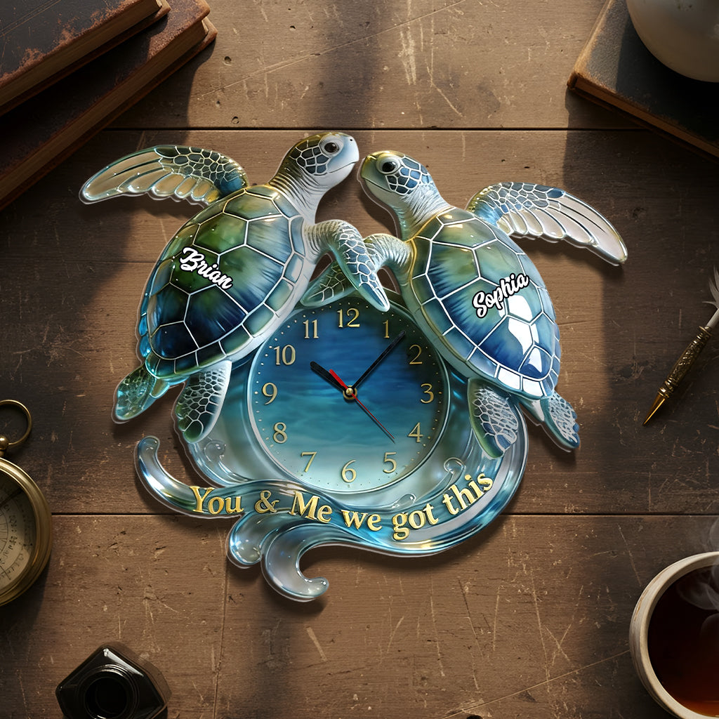 Du & Ich - Personalisierte Schildkröte Acryl Wanduhr