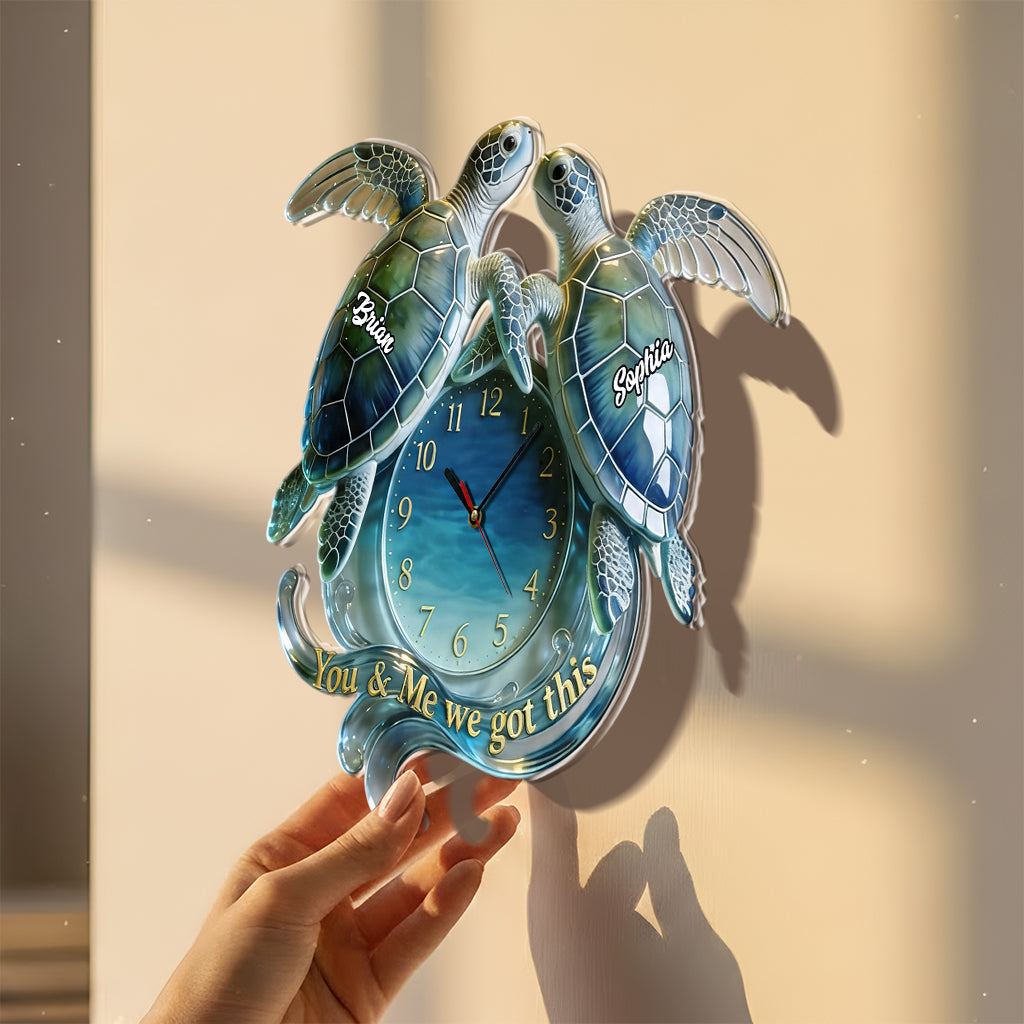 Du & Ich - Personalisierte Schildkröte Acryl Wanduhr