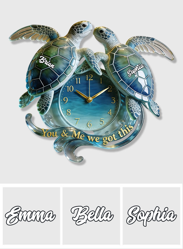 Du & Ich - Personalisierte Schildkröte Acryl Wanduhr
