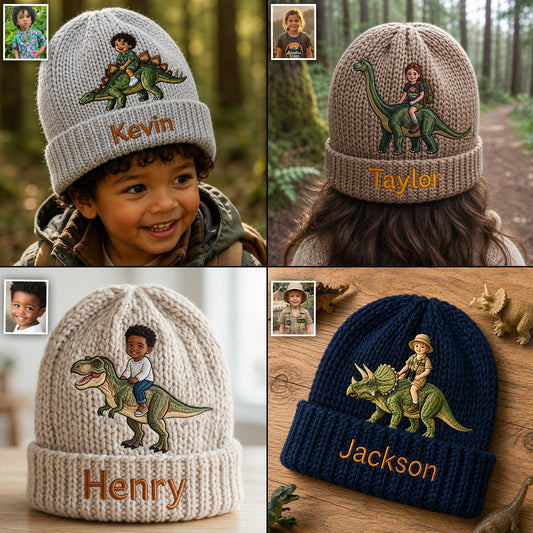 Dino Rider - Personalisierte Kinder-Mütze
