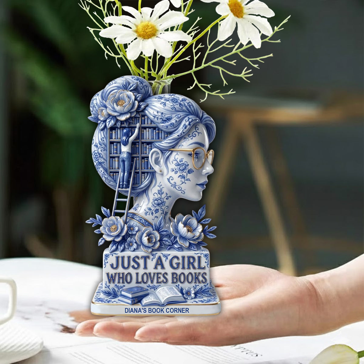 Just A Girl Who Loves Books - Personalized Book Custom Shape Acrylic Flower Vase