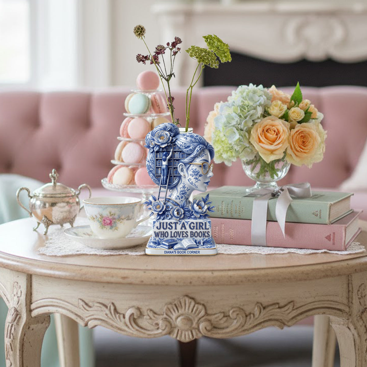 Just A Girl Who Loves Books - Personalized Book Custom Shape Acrylic Flower Vase