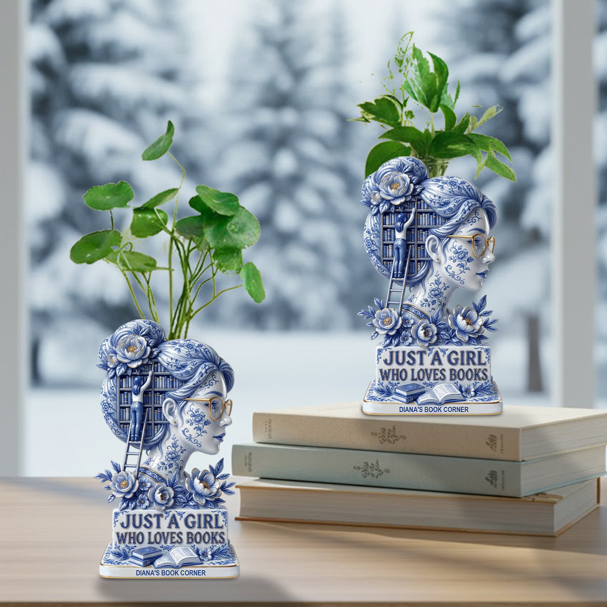 Just A Girl Who Loves Books - Personalized Book Custom Shape Acrylic Flower Vase