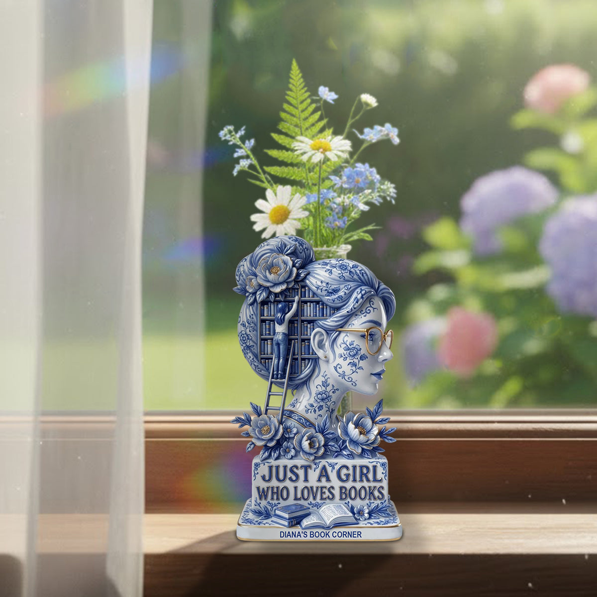 Just A Girl Who Loves Books - Personalized Book Custom Shape Acrylic Flower Vase