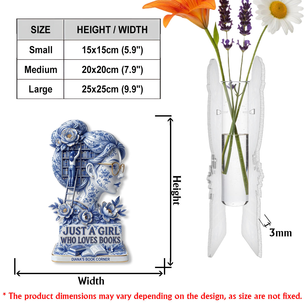 Just A Girl Who Loves Books - Personalized Book Custom Shape Acrylic Flower Vase