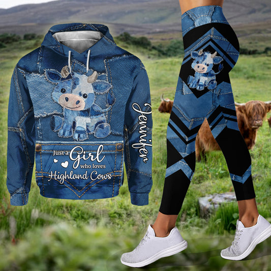 Just A Girl Who Loves Highland Cow - Personalized Highland Cow Hoodie and Leggings