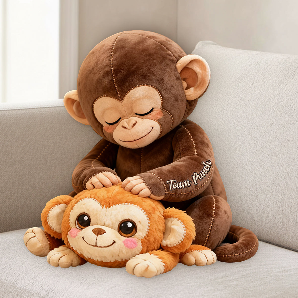 Team Punch - Monkey Lover Premium Faux Fur Pillow
