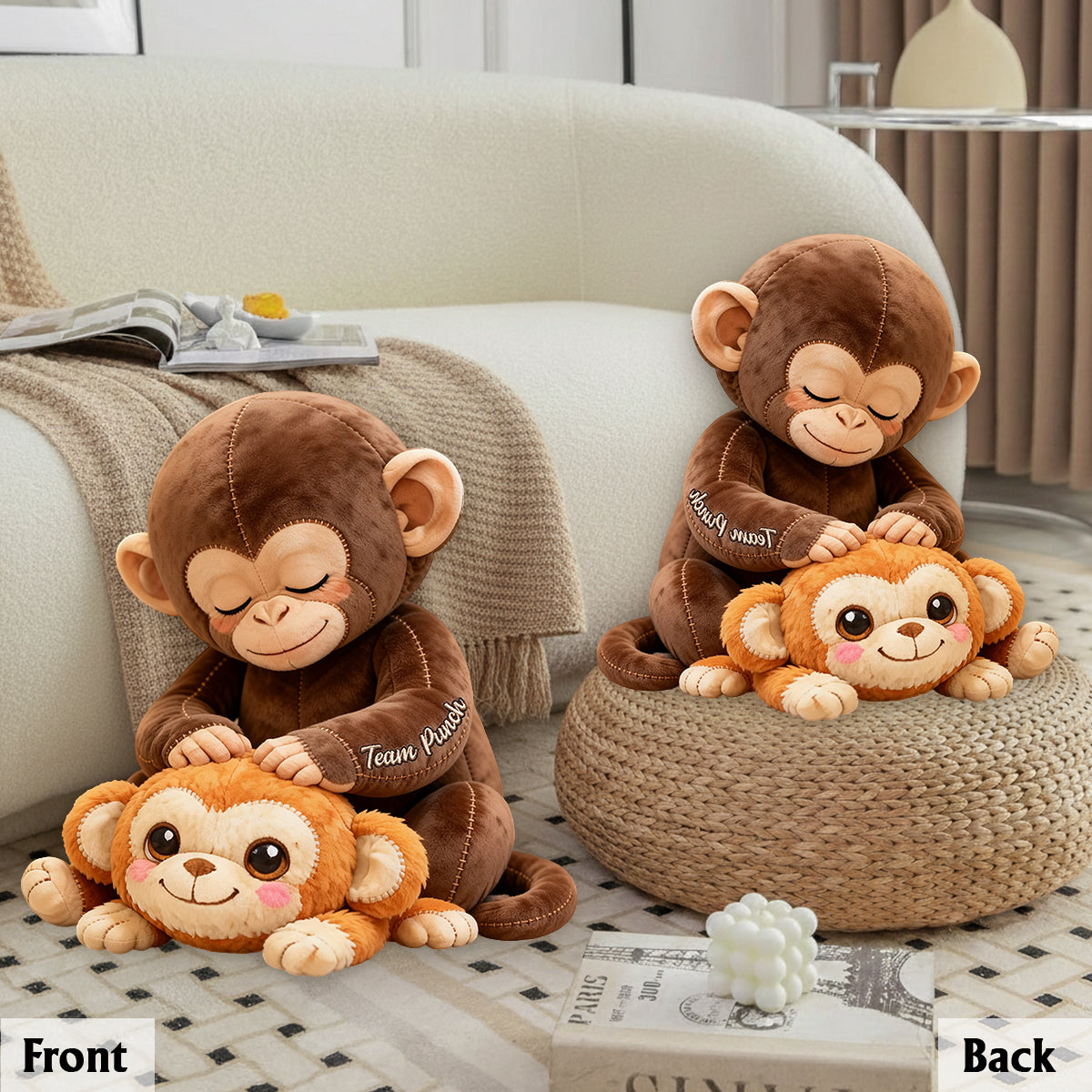 Team Punch - Monkey Lover Premium Faux Fur Pillow