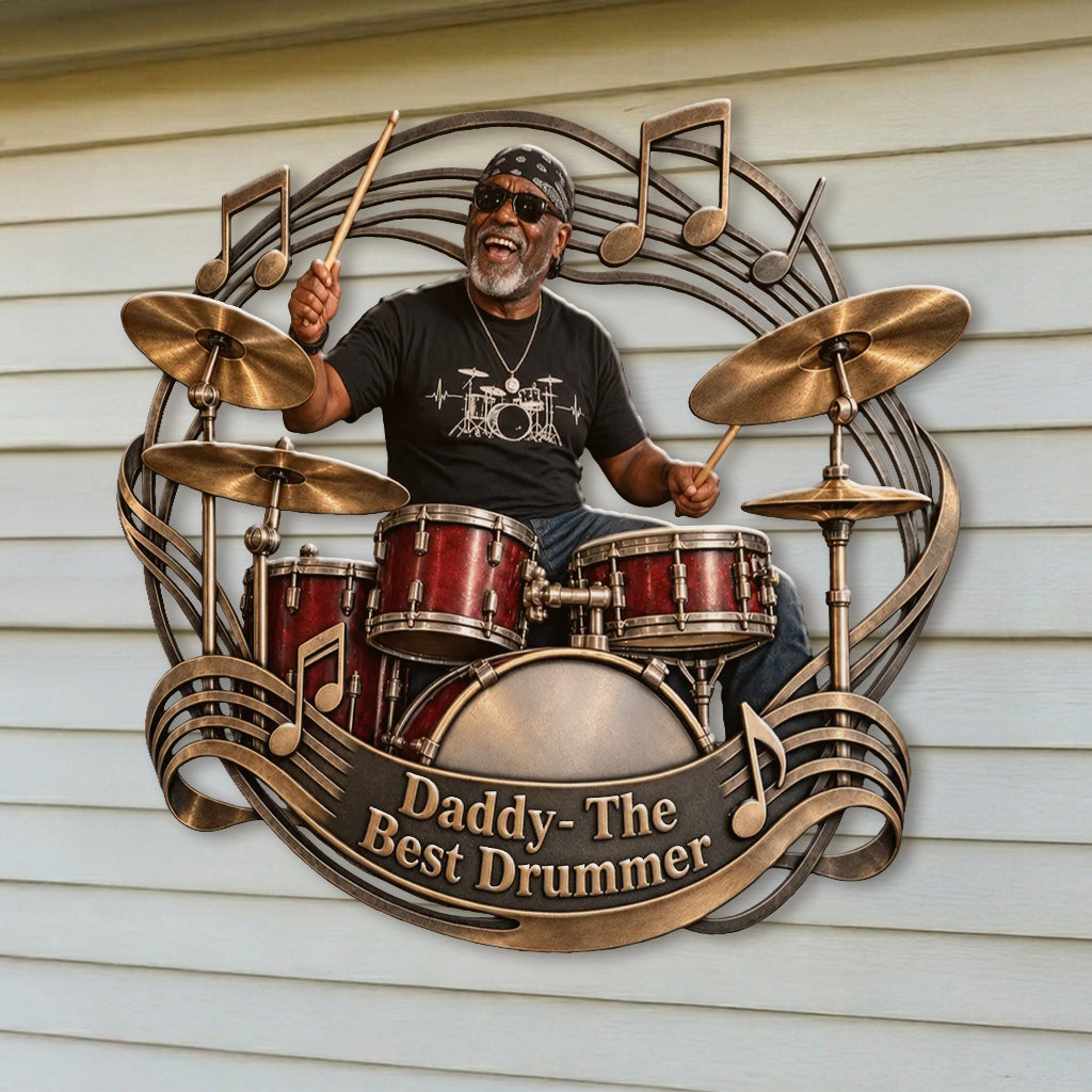 Drumer Gift - Personalized Drummer 3D Printed Cut Metal Sign