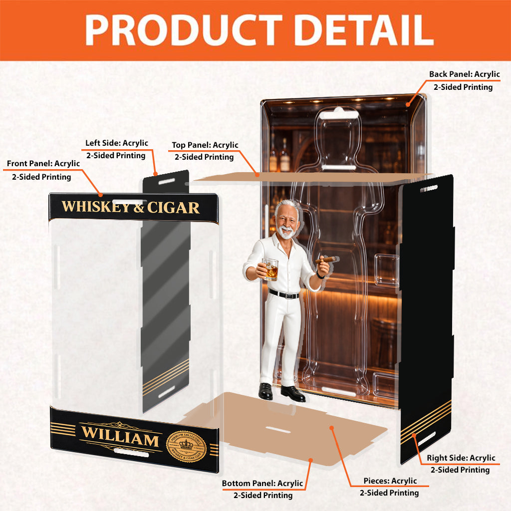 Whiskey And Cigar - Personalized Whisky Acrylic Display Box