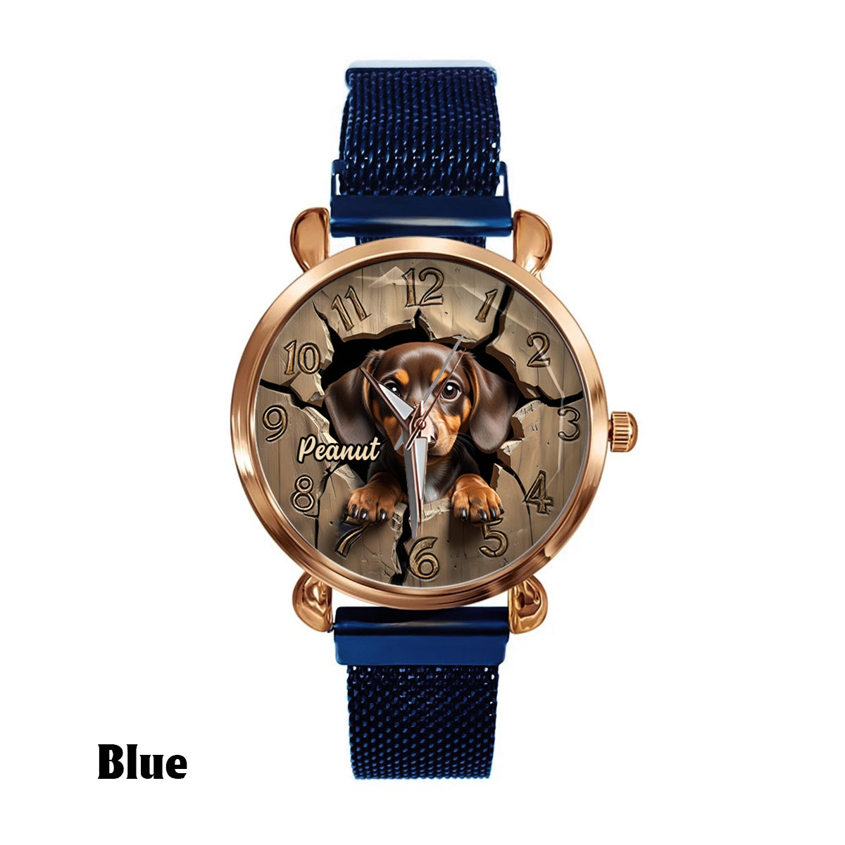 Dackelliebhaberin - Personalisierte Damen-Handuhr mit Hundemotiv 