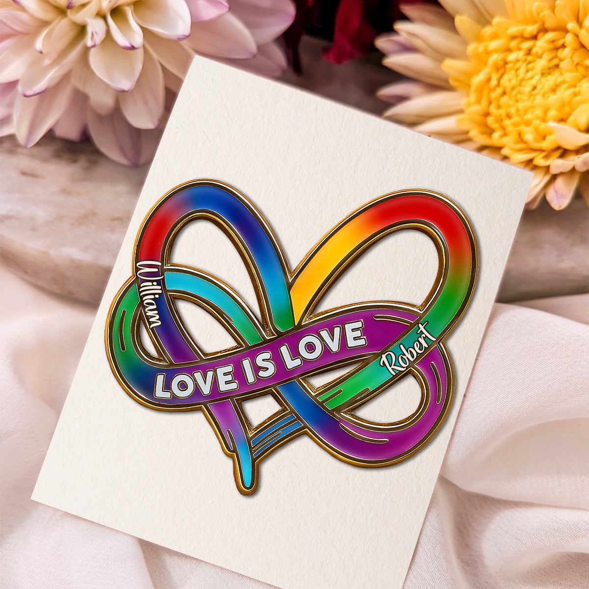 Épinglette personnalisée de soutien LGBT « Cœur infini arc-en-ciel L'amour est l'amour »