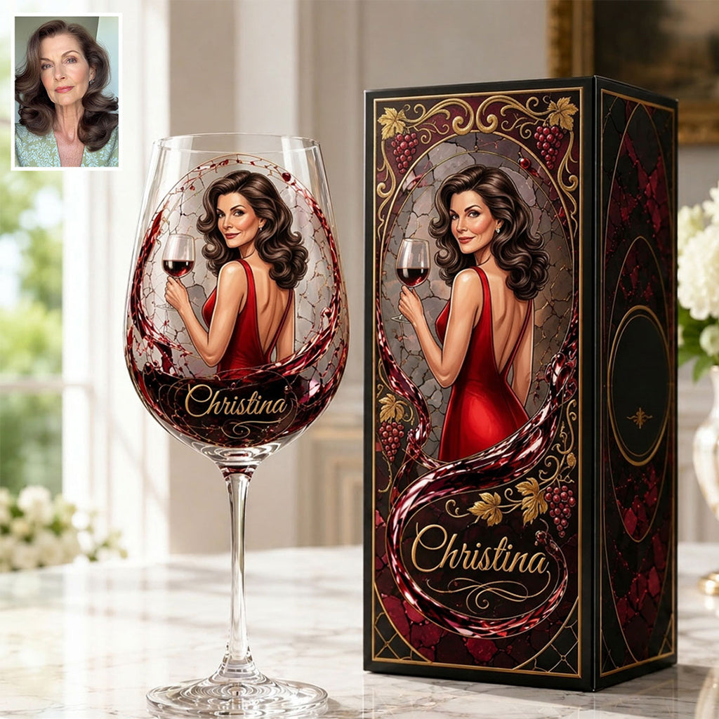 Wein Geschenk für Sie - Personalisierte Weinglas mit langem Stiel und Box
