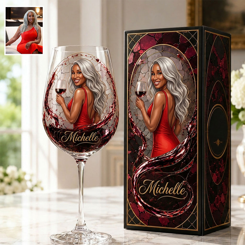 Wein Geschenk für Sie - Personalisierte Weinglas mit langem Stiel und Box