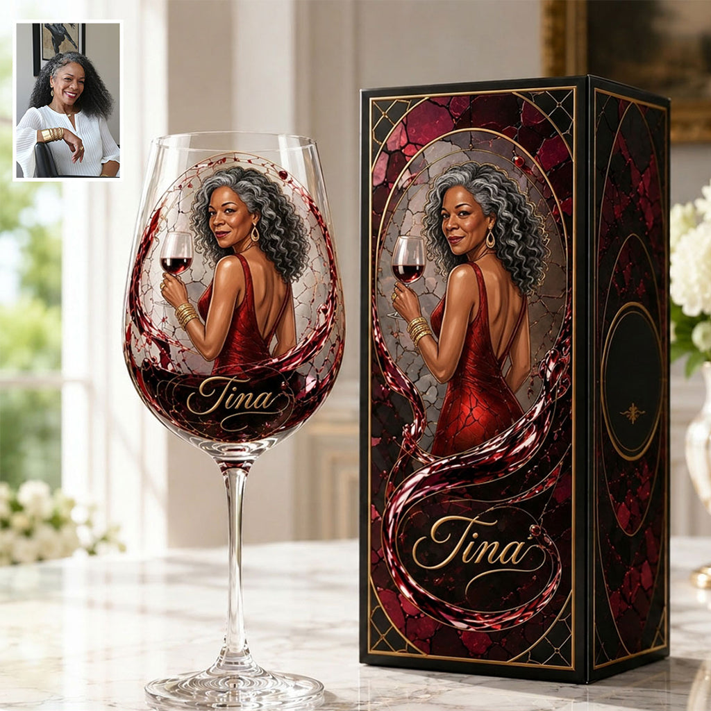 Wein Geschenk für Sie - Personalisierte Weinglas mit langem Stiel und Box
