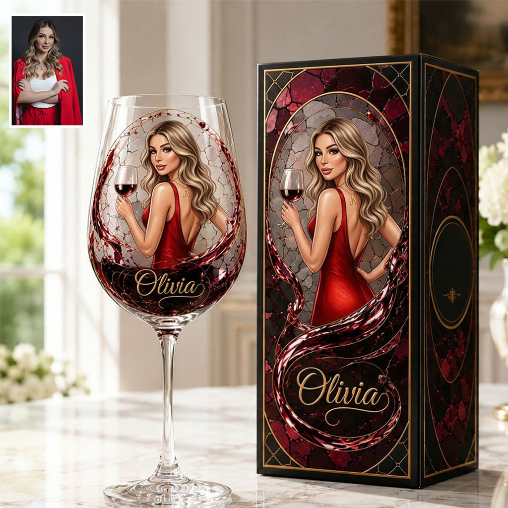 Wein Geschenk für Sie - Personalisierte Weinglas mit langem Stiel und Box