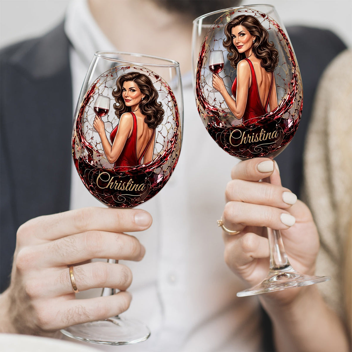 Wein Geschenk für Sie - Personalisierte Weinglas mit langem Stiel und Box
