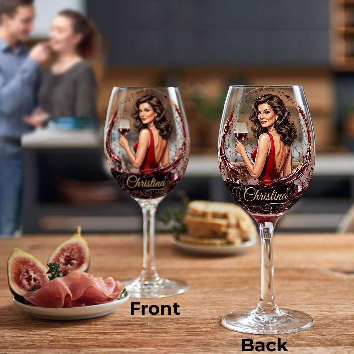 Wein Geschenk für Sie - Personalisierte Weinglas mit langem Stiel und Box