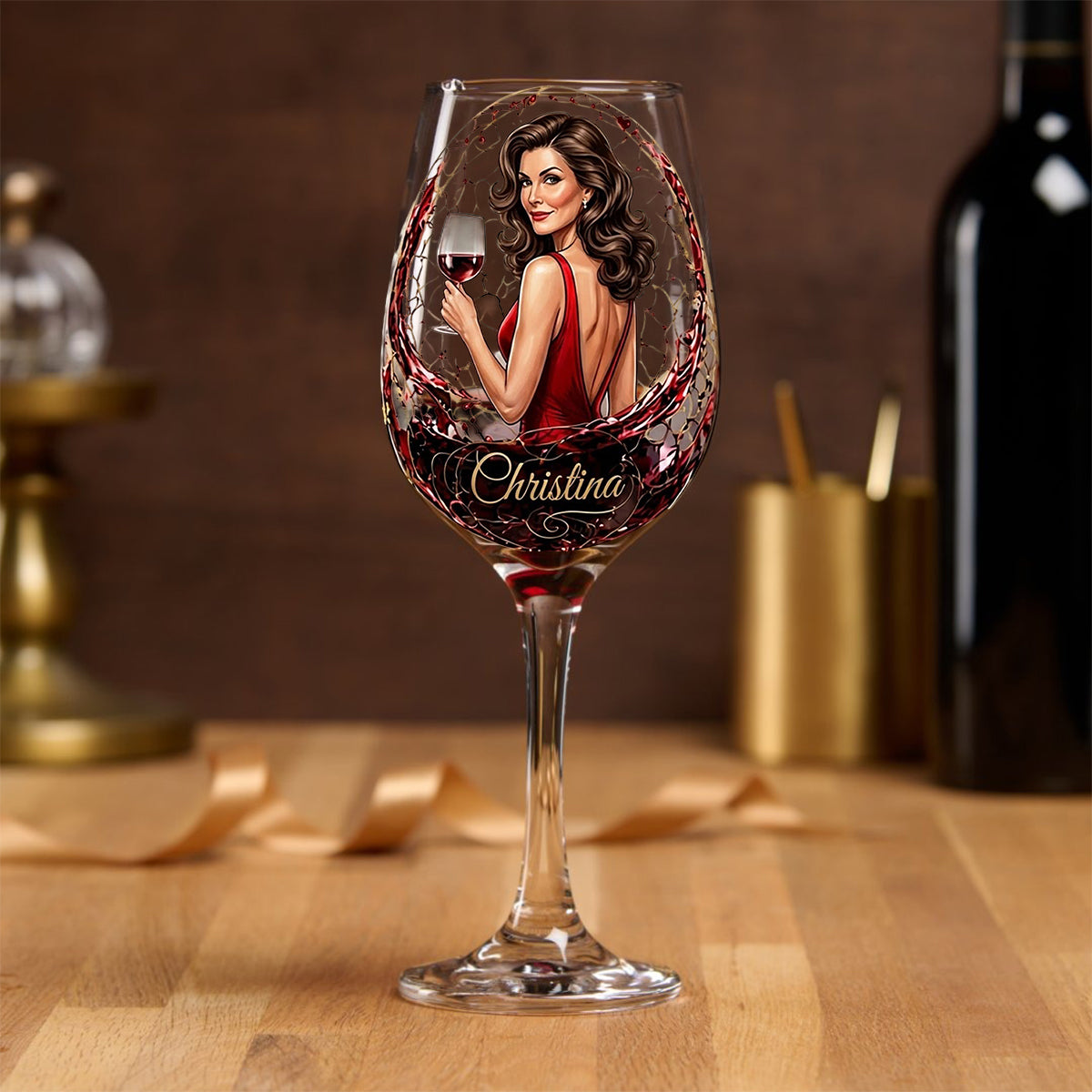 Wein Geschenk für Sie - Personalisierte Weinglas mit langem Stiel und Box