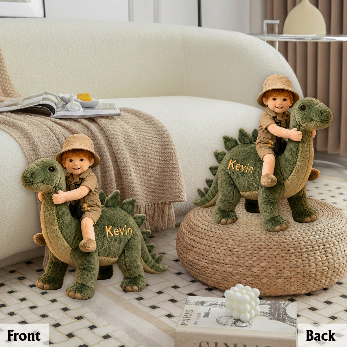 Dino Rider - Personalized Kid Premium Faux Fur Pillow