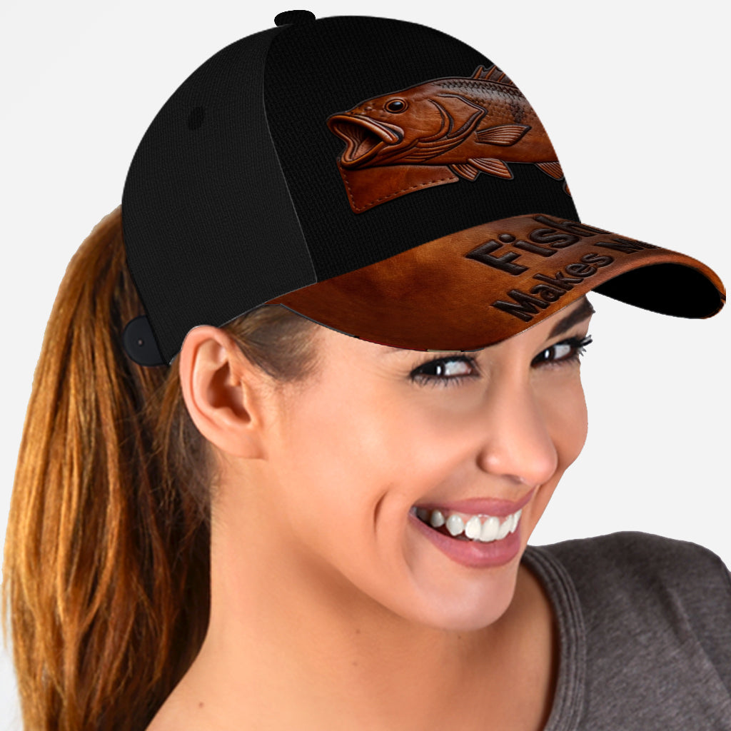 Fishing Makes Me Happy - Personalized Fishing Classic Cap