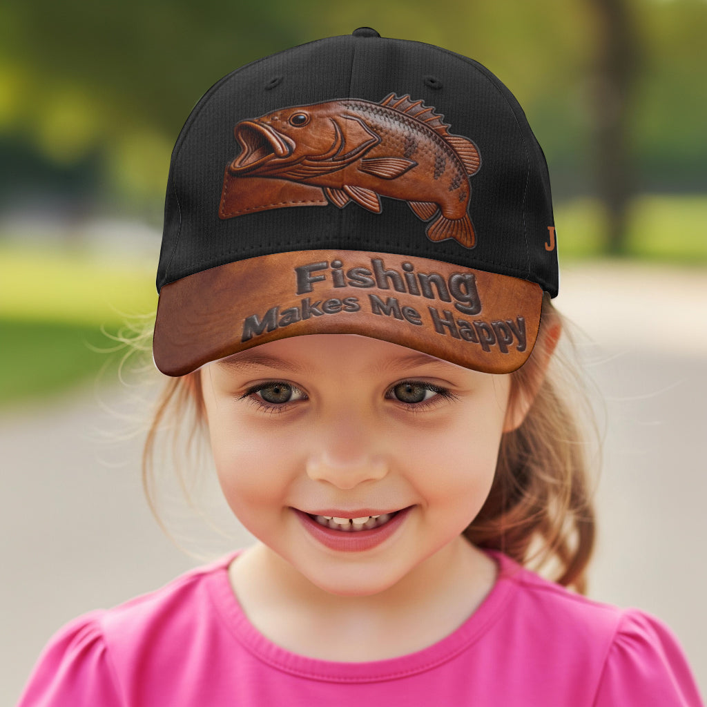 Fishing Makes Me Happy - Personalized Fishing Classic Cap