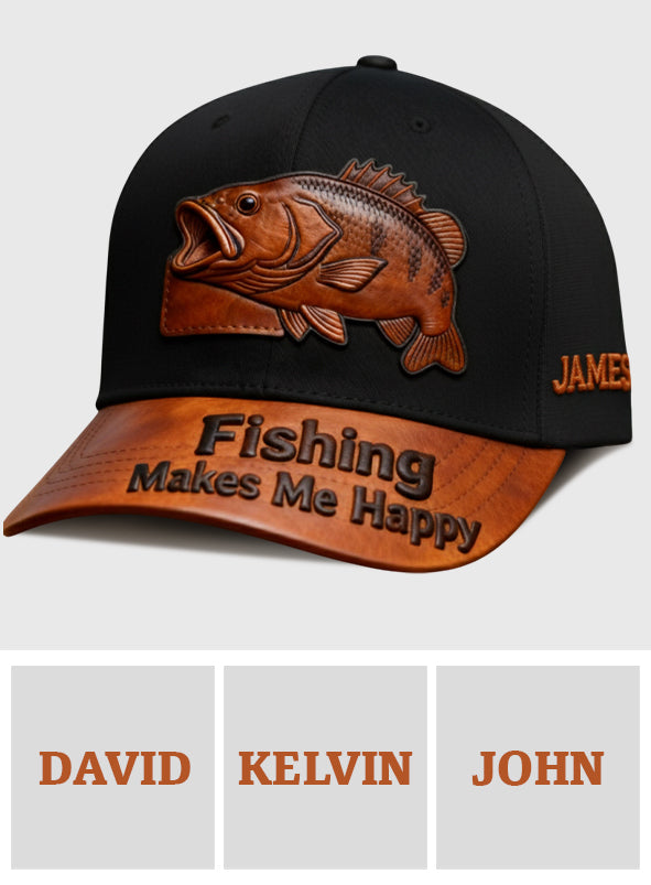 Fishing Makes Me Happy - Personalized Fishing Classic Cap