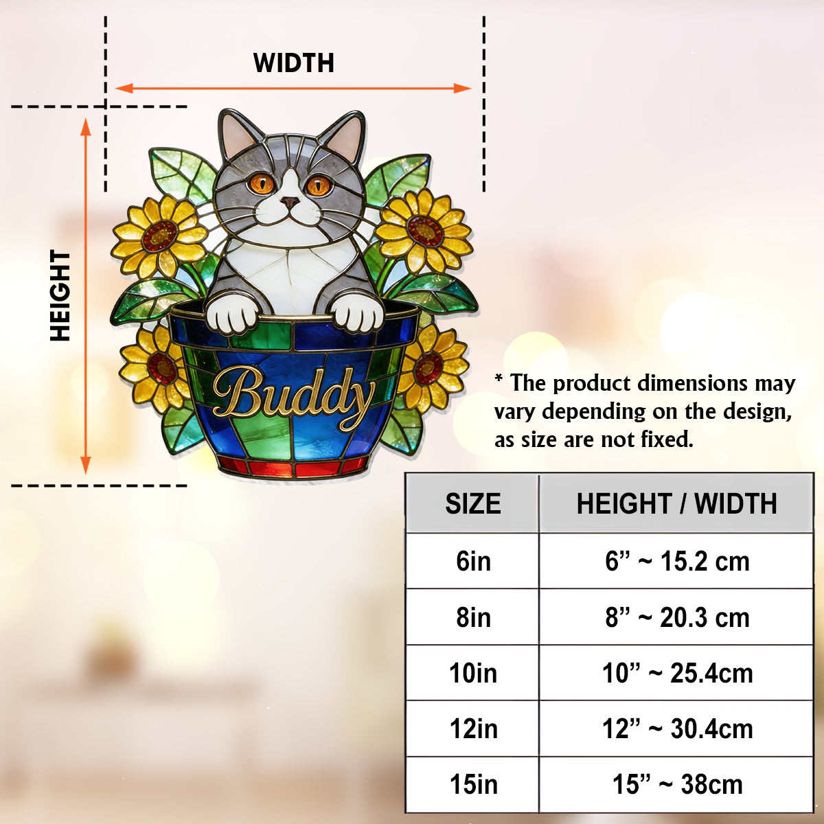Niedliche Haustiere und Blumen – Personalisierter Katzen-Fensterhänger als Sonnenfänger