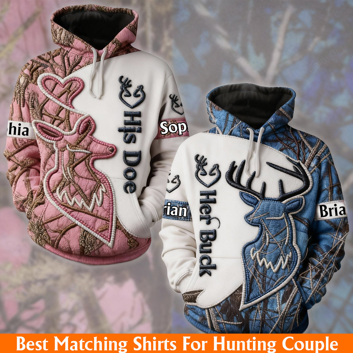 T-shirts assortis pour couples, T-shirt de chasse assorti pour couples - T-shirt de chasse personnalisé sur toute la surface