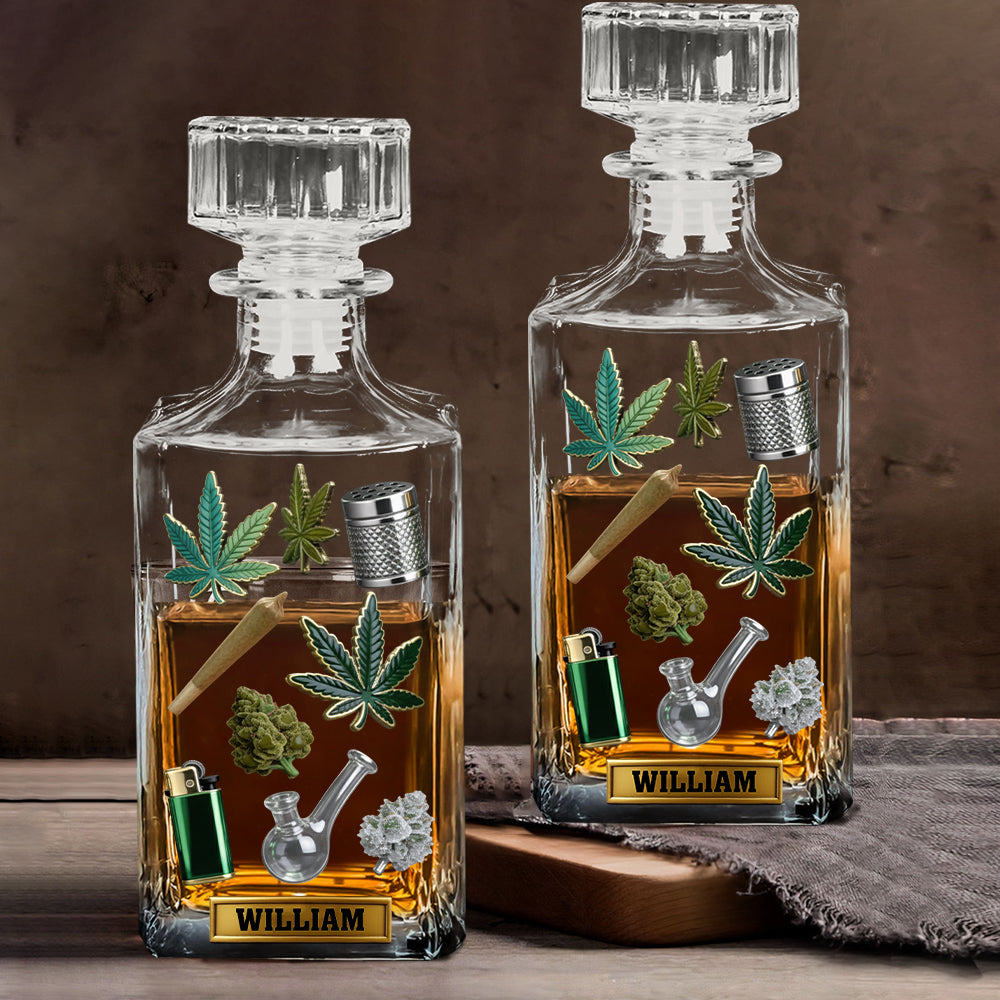 Green Magic Leaves - Personalized Weed Whiskey Glass