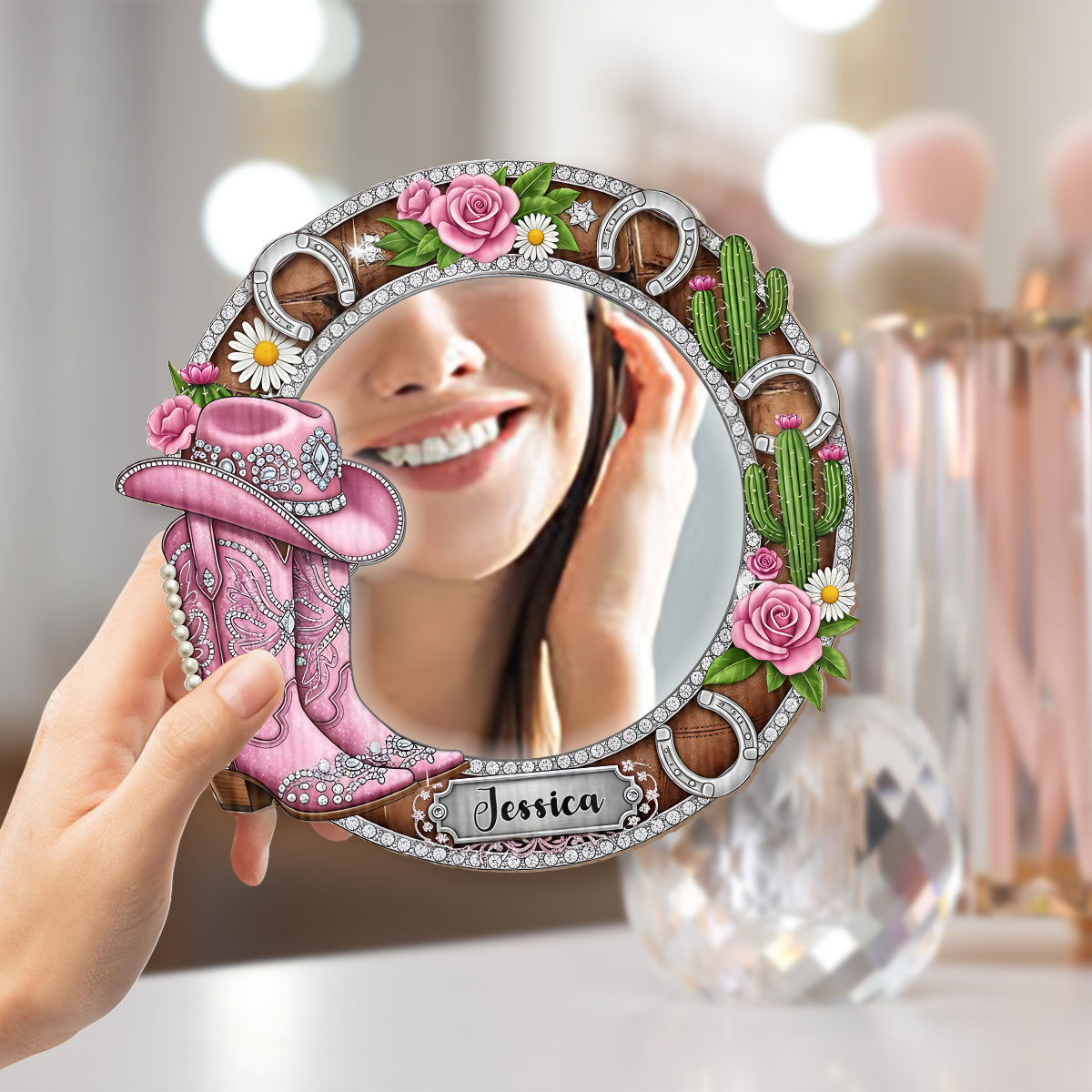 Cowgirl Boots - Personalized Cowgirl Wall Hanging Mirror