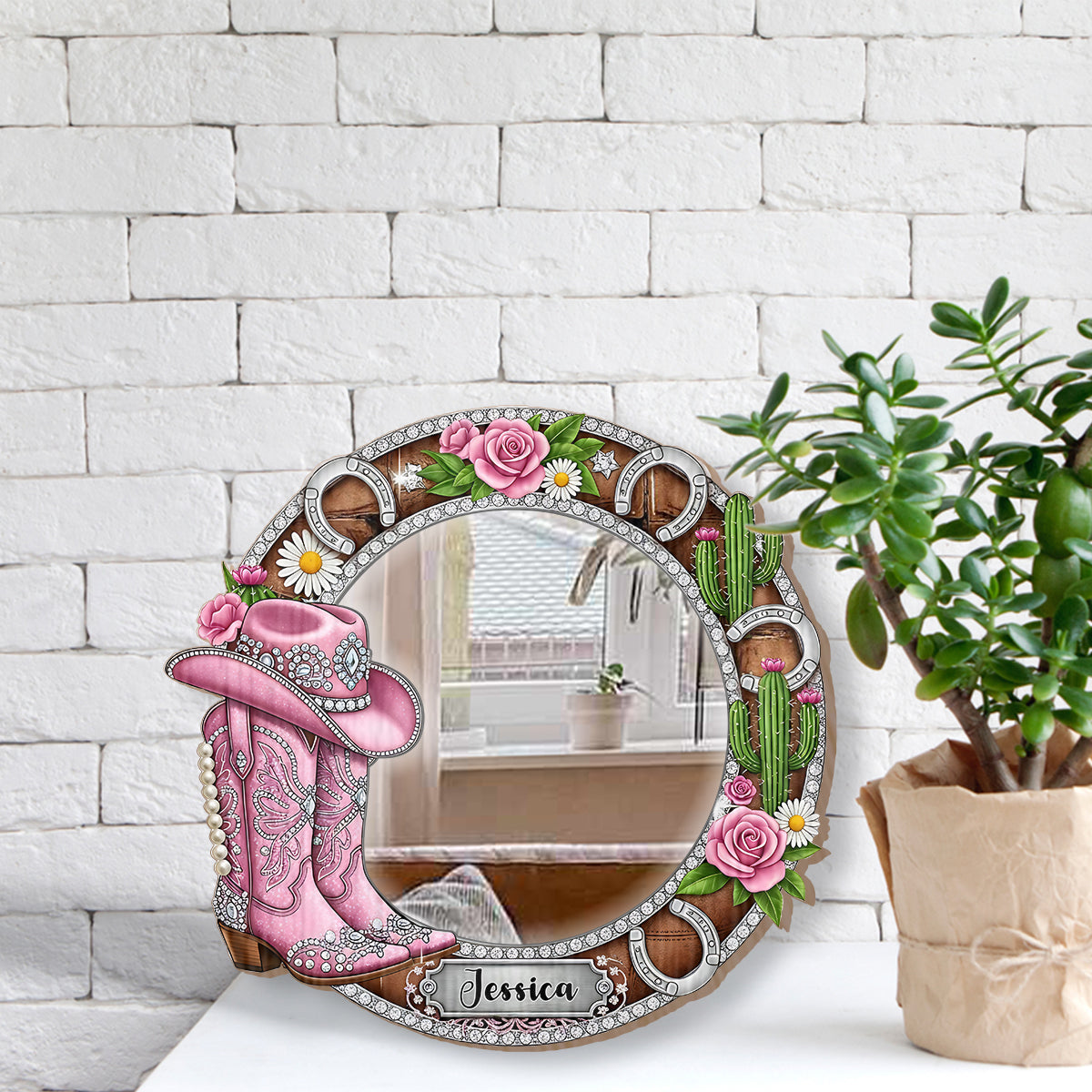 Cowgirl Boots - Personalized Cowgirl Wall Hanging Mirror
