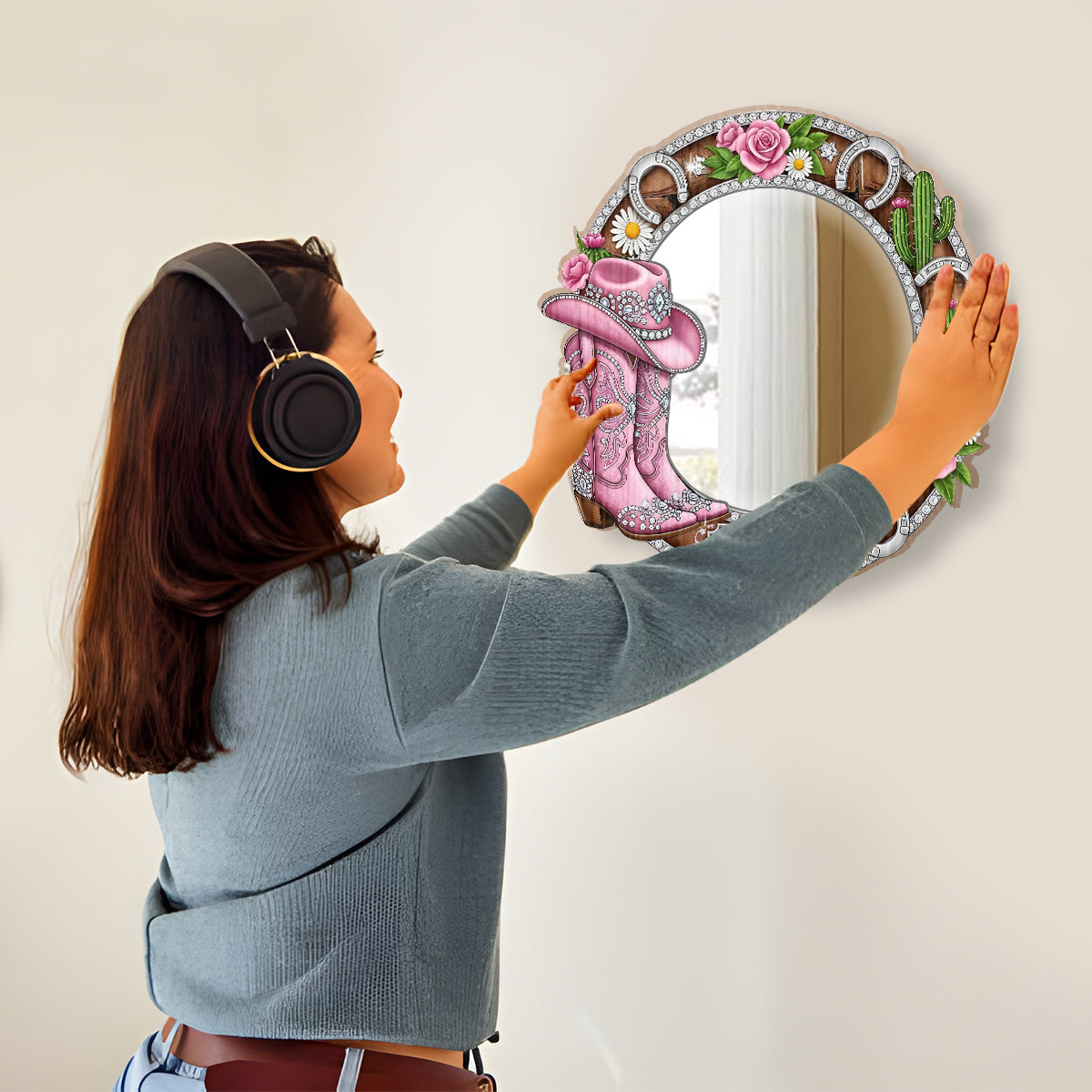 Cowgirl Boots - Personalized Cowgirl Wall Hanging Mirror