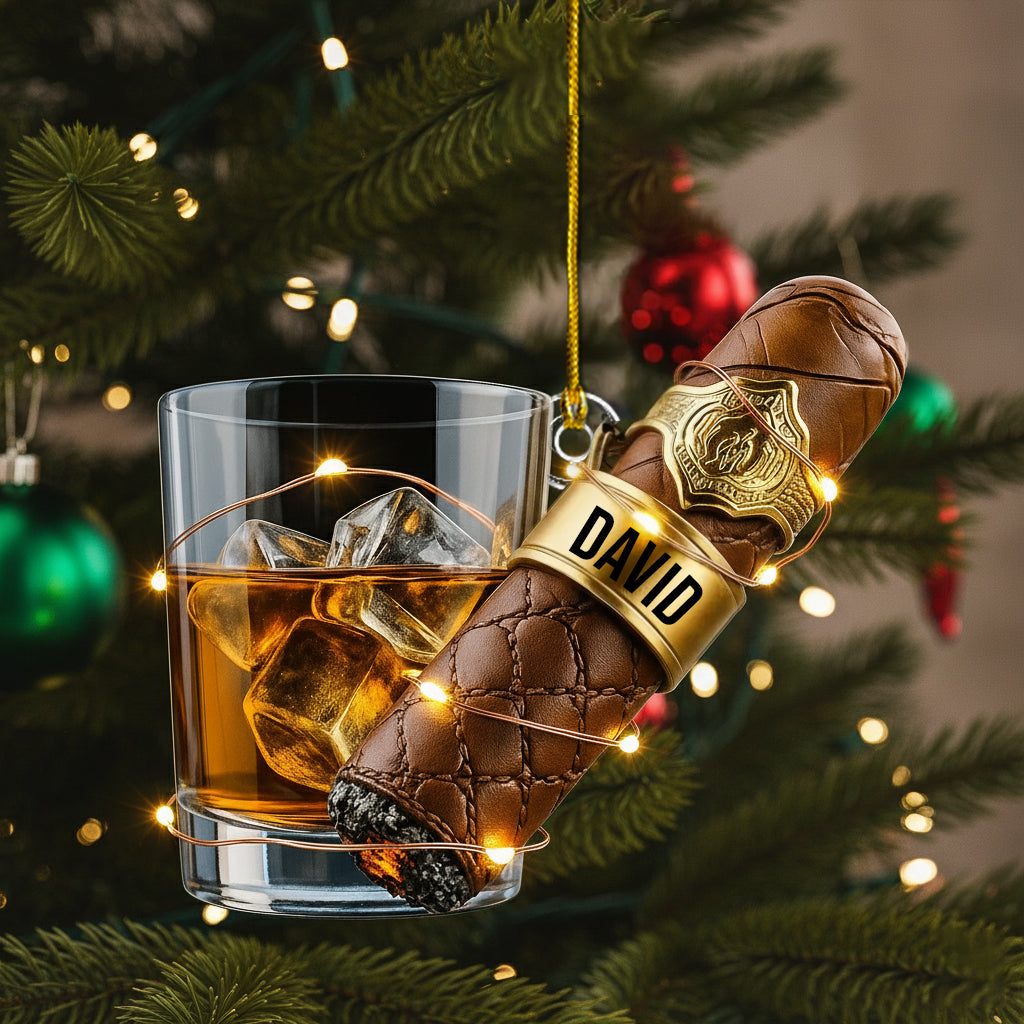 Whiskey & Cigar - Personalized Whisky Ornament